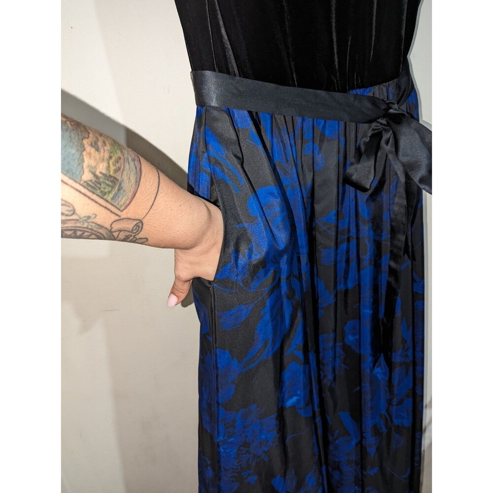Aidan Mattox Black and Blue Maxi Dress - Picture 3 of 12